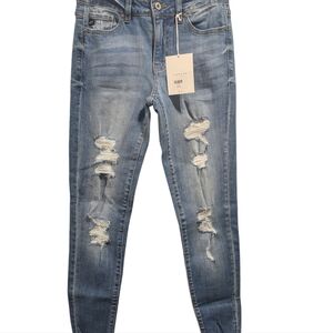 NWT KanCan Light Blue Distressed Skinny Jeans 5/26